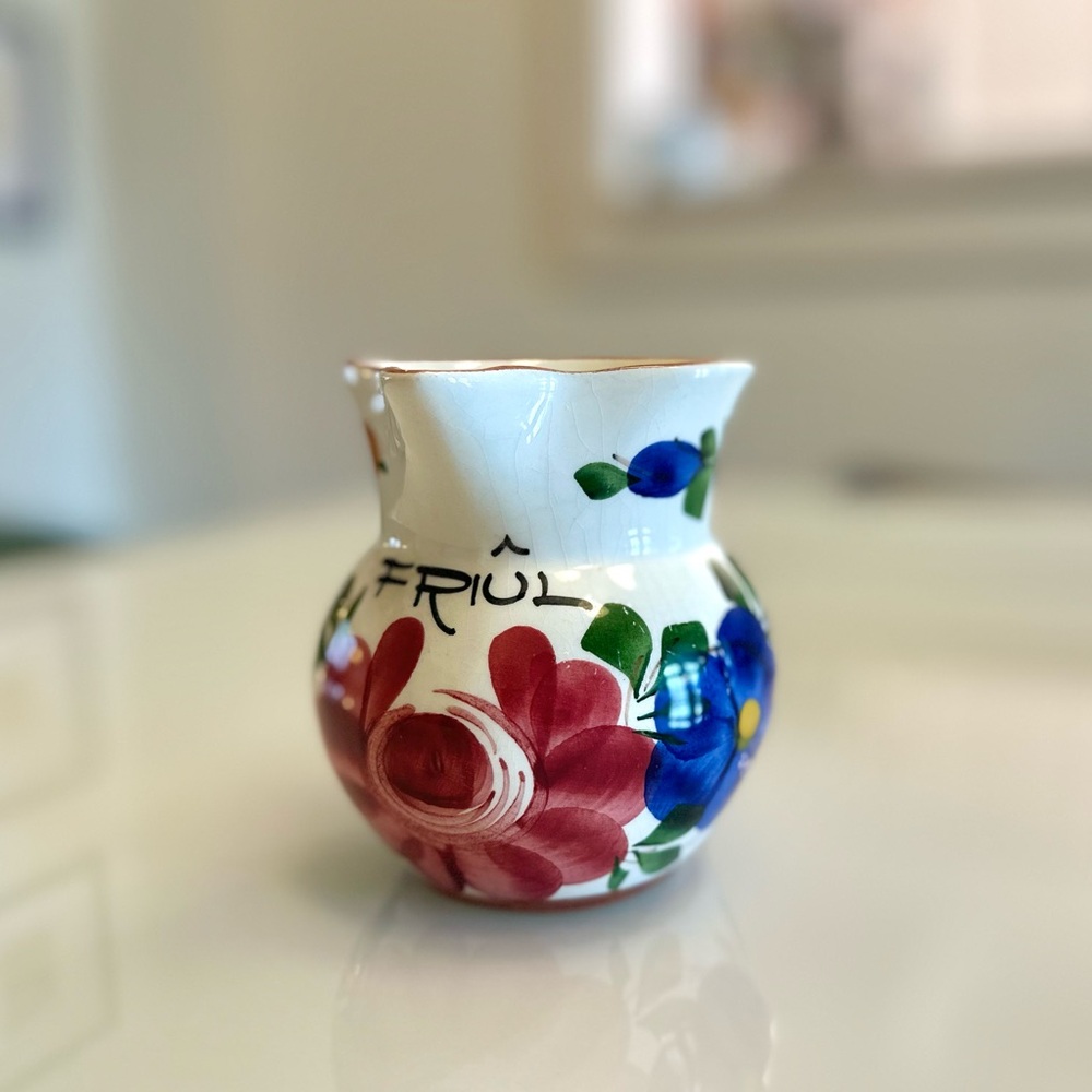 Vintage Italian Casarsa Pitcher- Hand Painted Floral Ceramic Pitcher